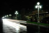 Historic Street lamps in Franklin, LA at night
